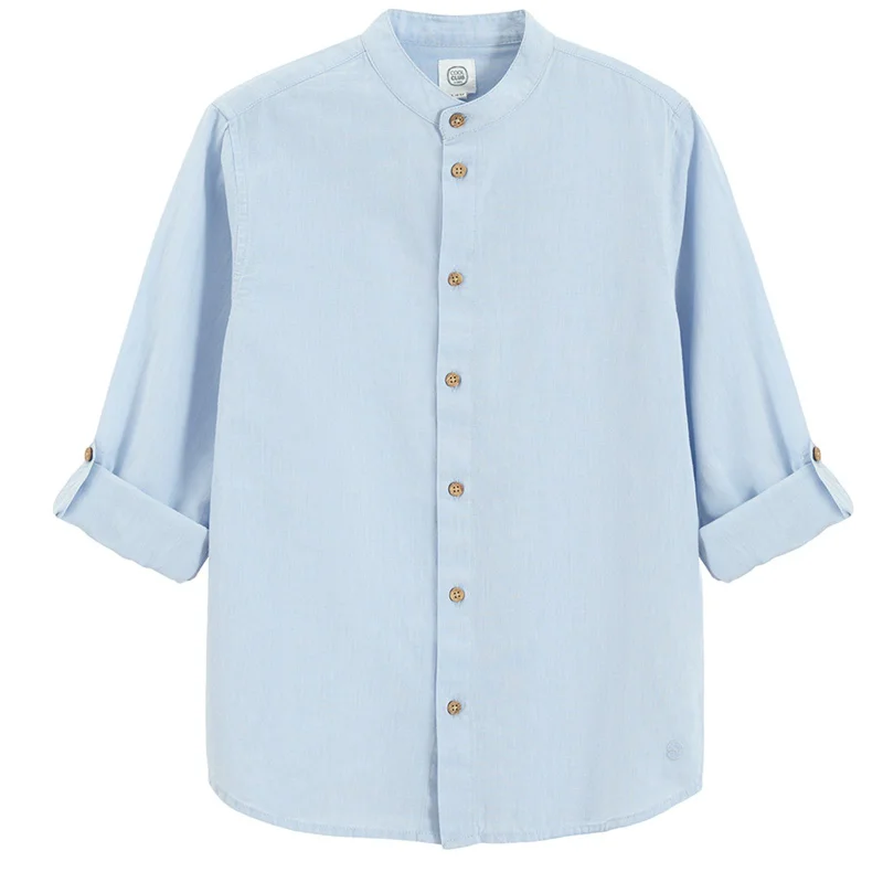 كول كلوب قميص قطني أزرق فاتح بأكمام طويلة