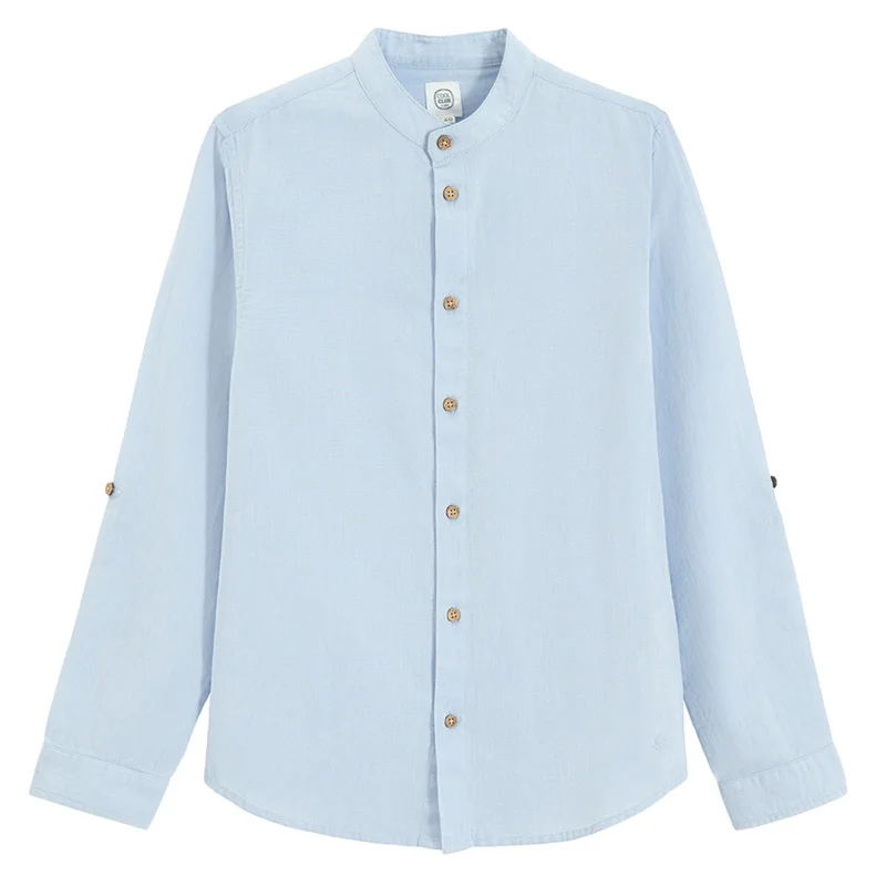 كول كلوب قميص قطني أزرق فاتح بأكمام طويلة