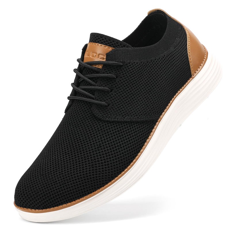 VILOCY Men's Fashion Dress Sneakers Casual Walking Shoes Business Oxfords Comfortable Breathable Lightweight Tennis Zapatos para Hombre Black,US10 EU43 - Image 1