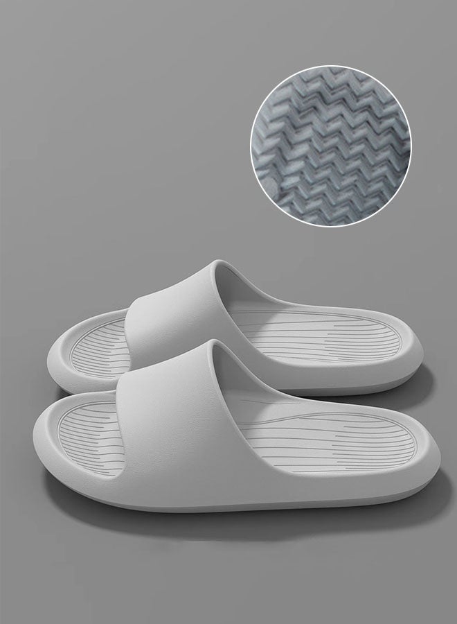 Hanayo Slipper Indoor Open Toe EVA Slippers Quiet Household Bathroom Shower Soft Bottom Anti-skid Slippers Male Slippers(Grey)  - Image 3