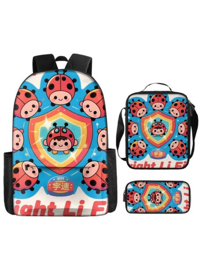 واضح من النار حقيبة كرتونية من ثلاث قطع، يسهل التعامل معها في مناسبات مختلفة (متوفرة للطلاب والأطفال والأصدقاء في النزهايات وتسلق الجبال والتعليم المدرسي وما إلى ذلك) | الكتفين + حقائب اليد + حقائب القرطاسية | موسم العودة إلى المدرسة / هدايا المهرجان - 5 - Image 2