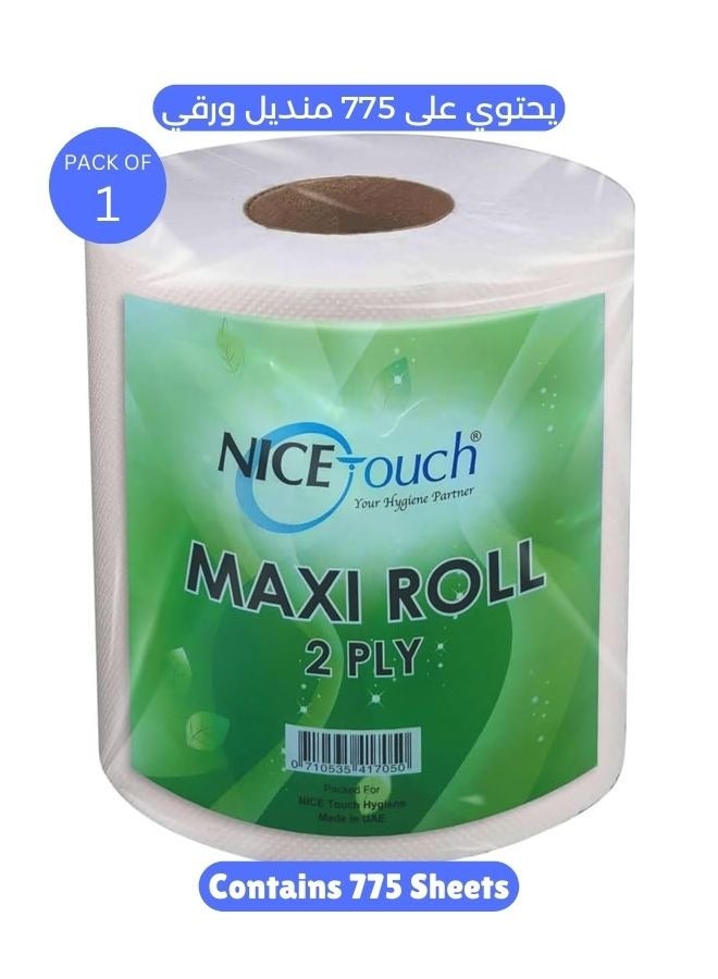 NICE Touch 2Ply Paper Towel Kitchen Roll Tissue 775 Sheets, 650g Maxi Roll Contains 775 Diamond Embossed Sheets Higher Absorbency & Ultra Soft Tissue 775 sheets - Image 1