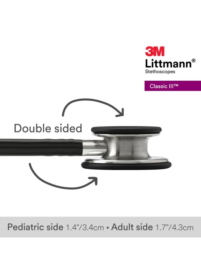 ليتمان سماعة طبية 3M Littmann Classic III Monitoring أصلية – أنبوب أسود، طول 27 بوصة – ضمان سنتين - Image 3