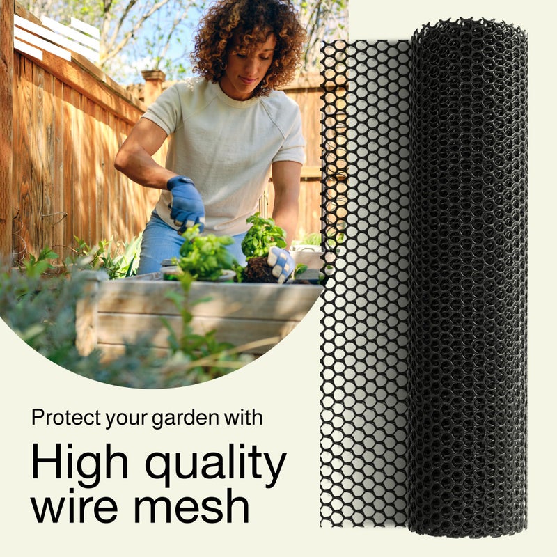 MAPORCH Black Plastic Wire Mesh Fence 15.7IN x 10FT Roll - Ideal for Poultry, Dogs, Rabbit, Snake Barrier & Gardening - Durable Plastic Chicken Wire Mesh - Versatile Plastic Fencing & Netting Solution - Image 2