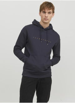 Emboss Logo Print Relaxed Fit Hoodie