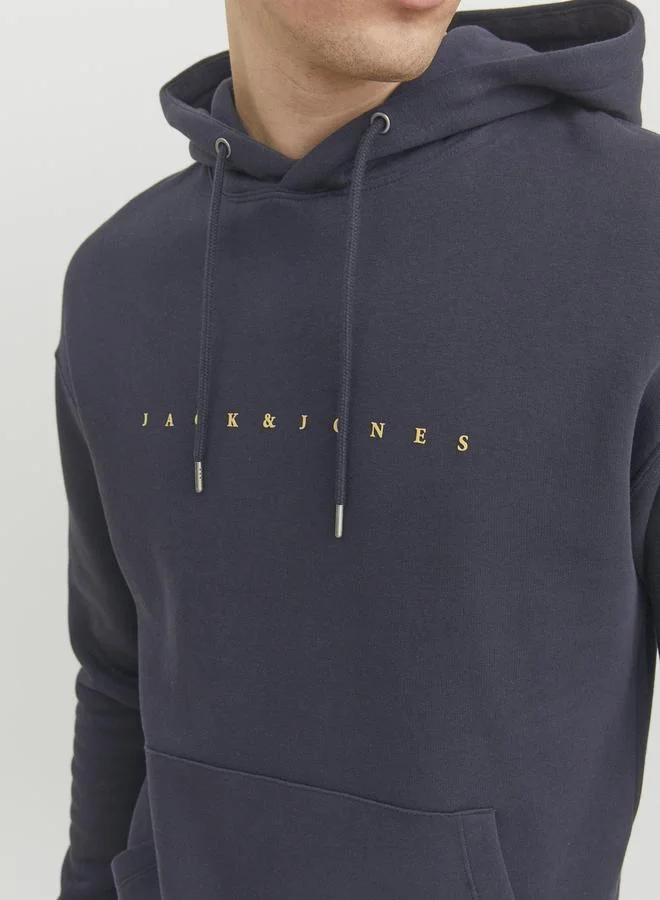 JACK & JONES Emboss Logo Print Relaxed Fit Hoodie