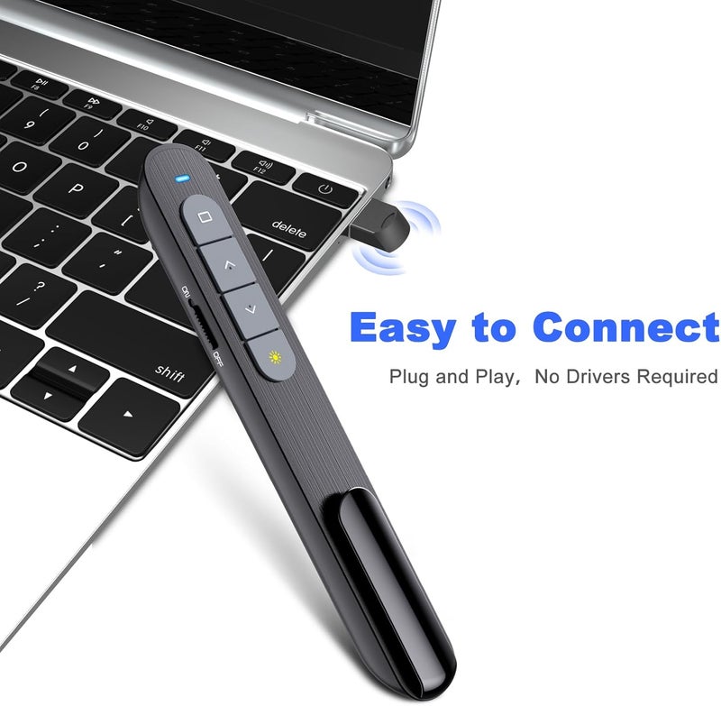 UBUYONE Wireless Presenter Remote Presentation Pointer Clicker with Hyperlink & Volume Control USB PowerPoint Slide Advancer - Image 4