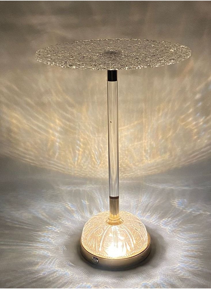 Crystal glass side table and glass base, with an elegant finishing touch.