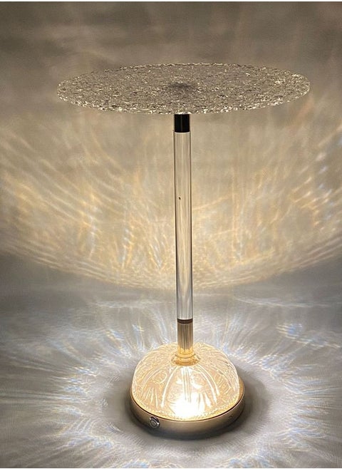 Crystal glass side table and glass base, with an elegant finishing touch.