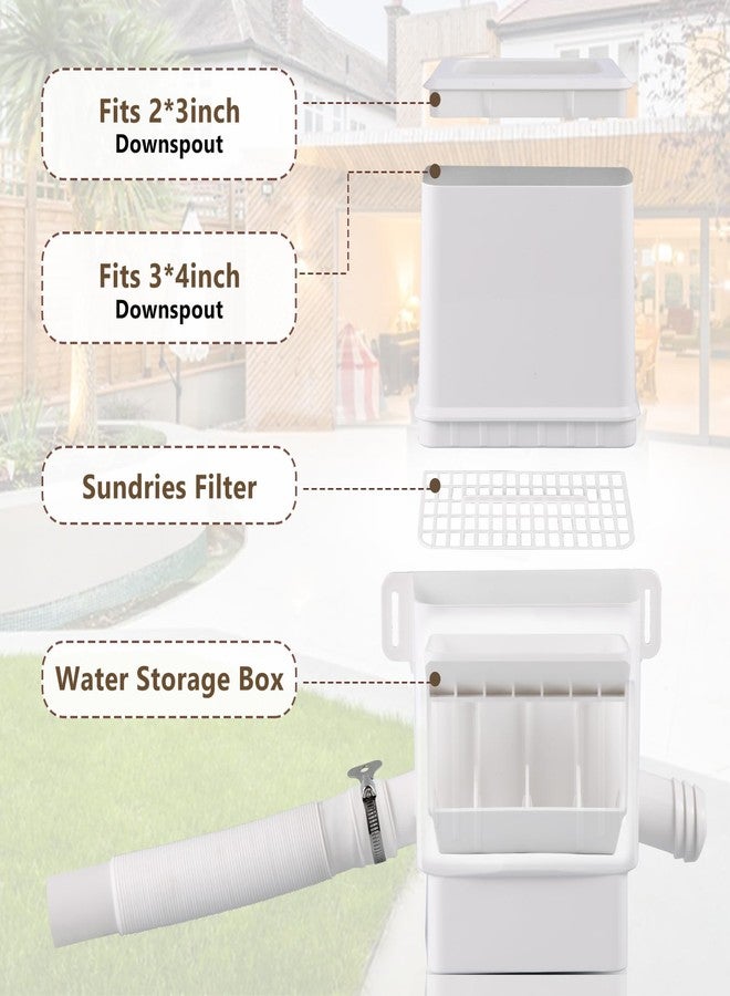 Rodelna Rainwater Collection System, Rain Barrel Diverter Kit for 2x3”and 3x4” Downspouts, with Filtration and Hose, Rain Diverter, Downspout Diverter, White - Image 3