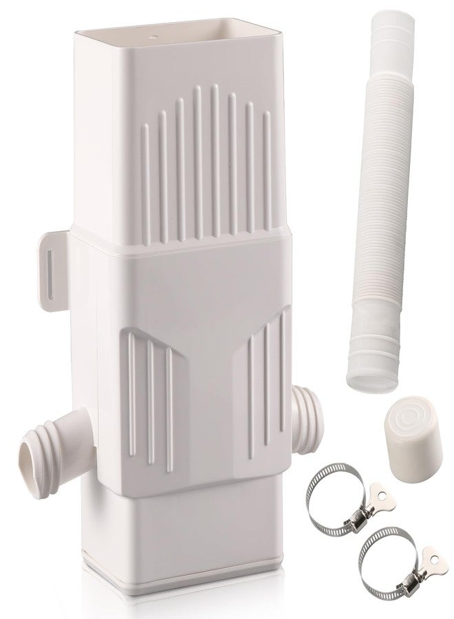 Rodelna Rainwater Collection System, Rain Barrel Diverter Kit for 2x3”and 3x4” Downspouts, with Filtration and Hose, Rain Diverter, Downspout Diverter, White - Image 1