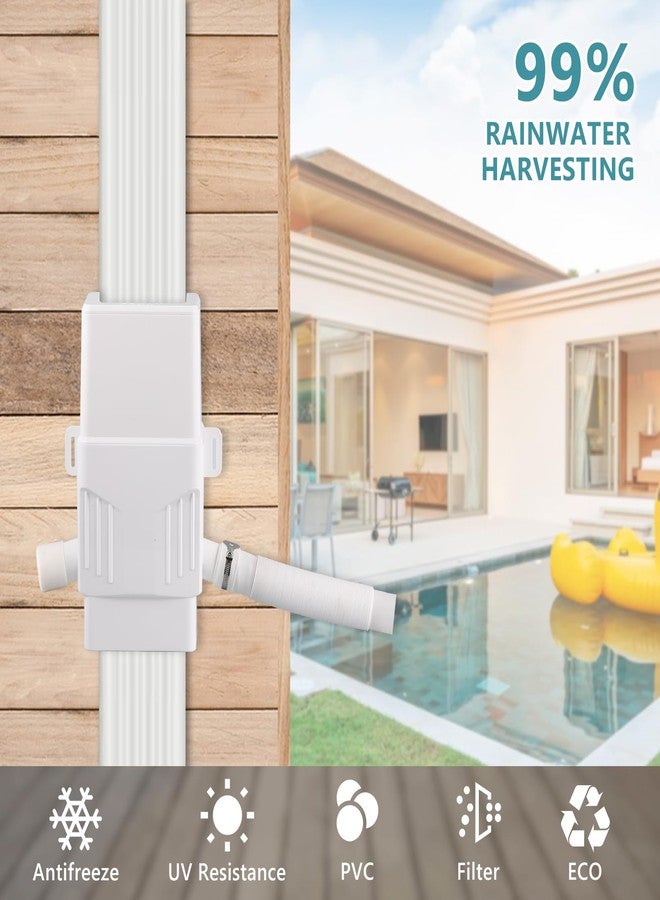 Rodelna Rainwater Collection System, Rain Barrel Diverter Kit for 2x3”and 3x4” Downspouts, with Filtration and Hose, Rain Diverter, Downspout Diverter, White - Image 2