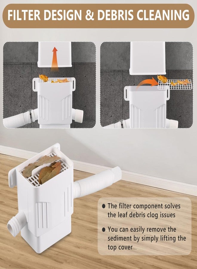 Rodelna Rainwater Collection System, Rain Barrel Diverter Kit for 2x3”and 3x4” Downspouts, with Filtration and Hose, Rain Diverter, Downspout Diverter, White - Image 4