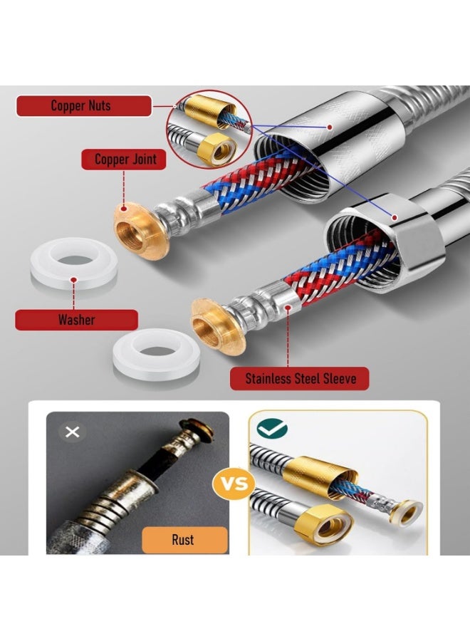 خرطوم دش مطور (٣ طبقات من الفولاذ المقاوم للصدأ)، مقاوم للالتواء والتسرب وضغط المياه المرتفع، سهل الاستبدال، متوافق مع وصلة G1/2 العالمية (٢ متر) - Image 5