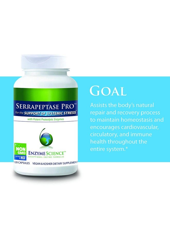 Enzyme Science - Serrapeptase Pro 120 Capsules Serratiopeptidase Supplement For Sinus Immune & Cardiovascular Support - Image 1