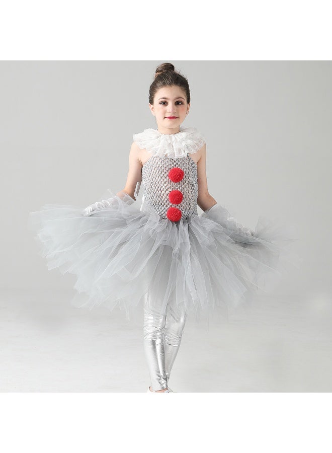 VUCATIN Girl Clown Costume Tutu Dresses Tutu Dress Costume For Girls Children Clown Cosplay Costumes With Gloves And Red Hairpin - Image 5