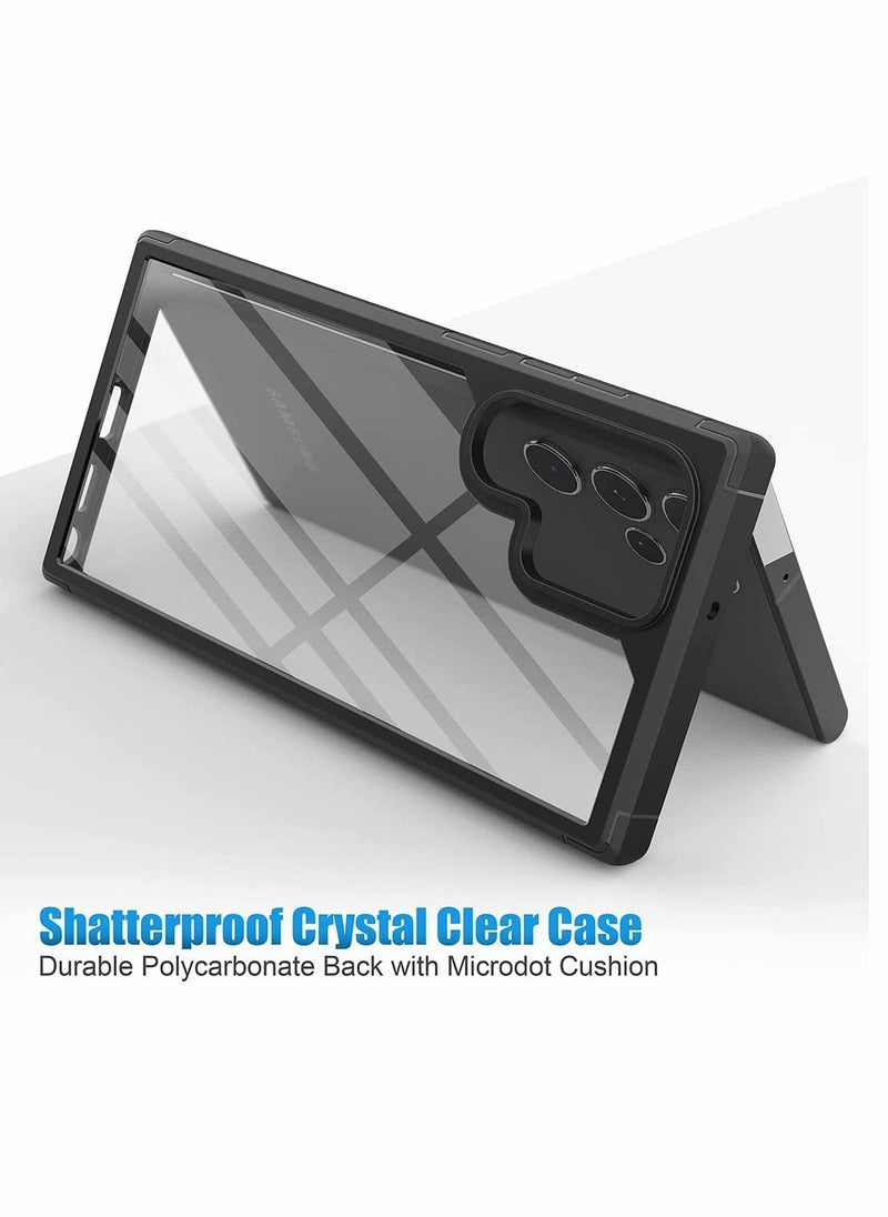 Designed for Samsung S22 Ultra Case,Excefore Clear Translucent Hard Back with Soft Bumper Edge Slim Protective Thin Phone Cover Compatible Galaxy 5G Case Black