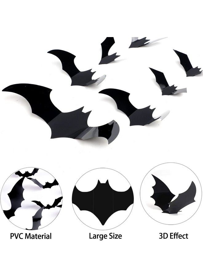 DIYASY Halloween Bats Wall Decor140 Pcs 3D Bat Decoration Stickers For Home Decor 4 Size Waterproof Black Spooky Bats For Room Decor - Image 3