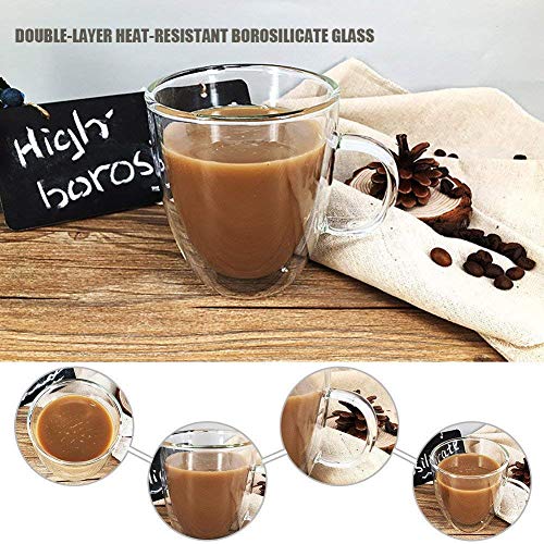 Ramkuwar with device of R Ramkuwar Insulated Double Wall Glass Coffee Mug with Handle Crystal Clear Coffee Cups for Espresso, Cappuccino – Pack 1 (350ml) - Image 3