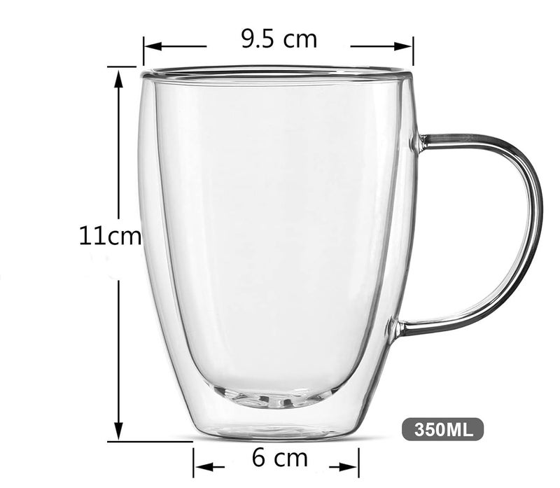 Ramkuwar with device of R Ramkuwar Insulated Double Wall Glass Coffee Mug with Handle Crystal Clear Coffee Cups for Espresso, Cappuccino – Pack 1 (350ml) - Image 2