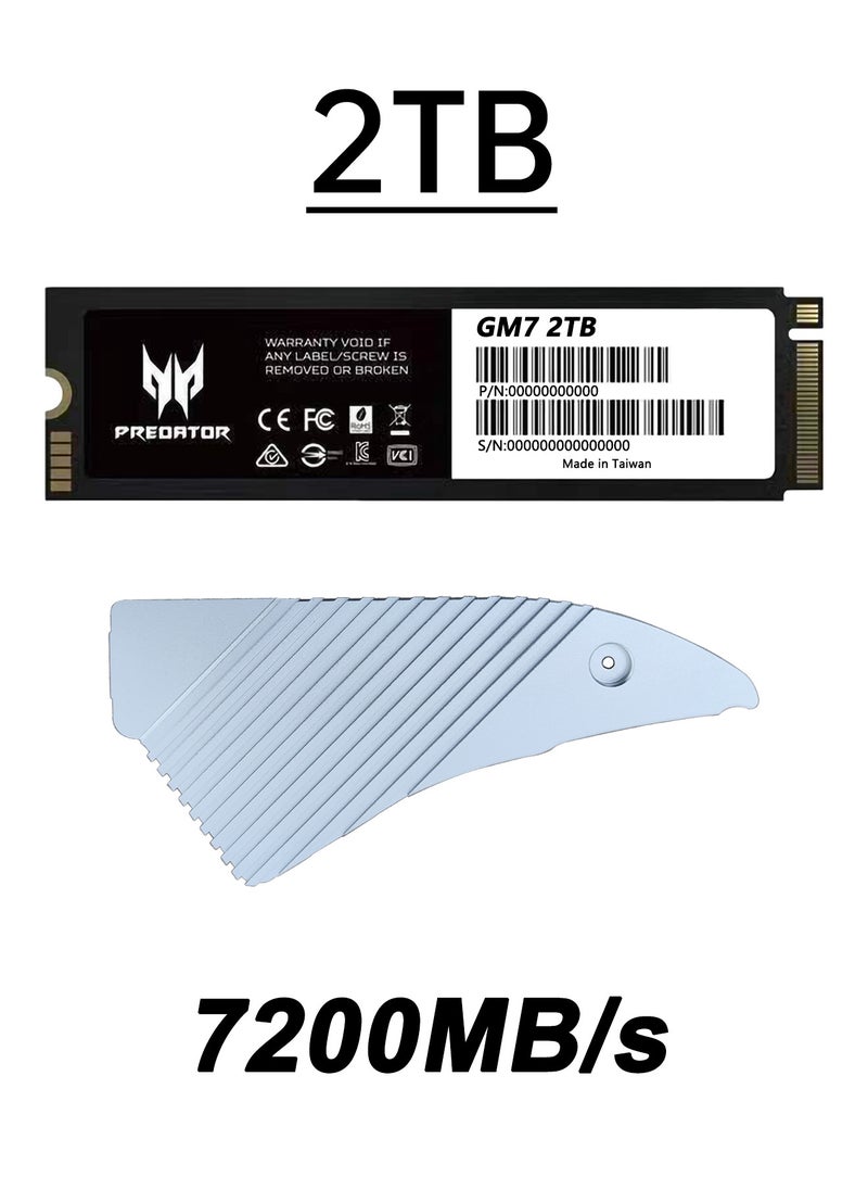 بريداتور - 2 تيرابايت 7200 ميجابايت / ثانية SSD PCIe NVMe Gen4 M.2 2280 ، محركات أقراص صلبة داخلية ، متوافقة مع PS5 ، كمبيوتر مكتبي ، كمبيوتر محمول ، بما في ذلك غرفة التبريد وأدوات التفكيك وتعليمات التثبيت - Image 1