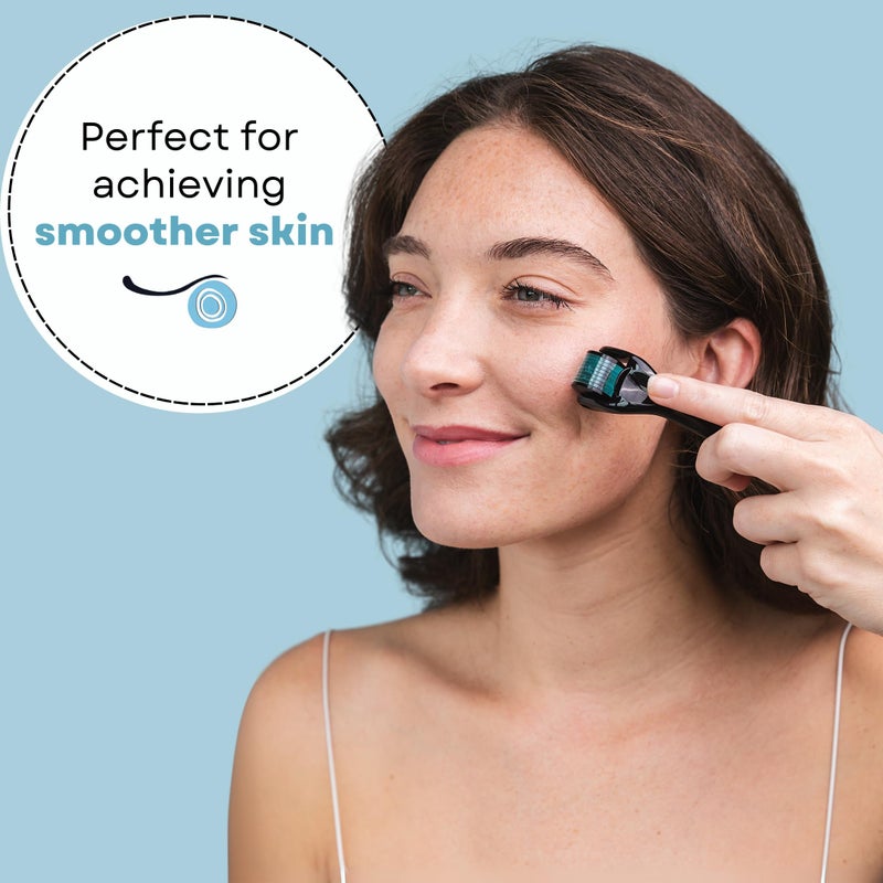 FolliRoll Derma Roller - 540 Microneedles for HAIR, BEARD & SKIN | Microneedling Roller for Men and Women - for Face & Scalp Derma Stamp - FREE STORAGE CASE (Blue, 0.30mm) - Image 5