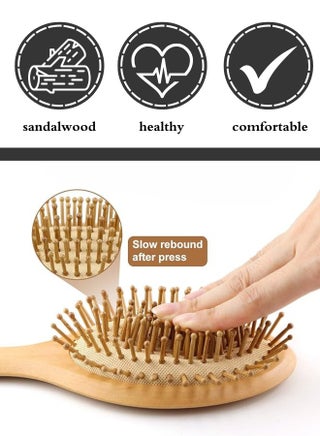 Natural bamboo wooden hairbrush for detangling and scalp massage - R50 - view 2