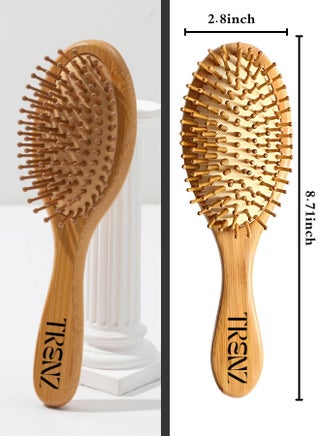 Natural bamboo wooden hairbrush for detangling and scalp massage - R50 - view 4