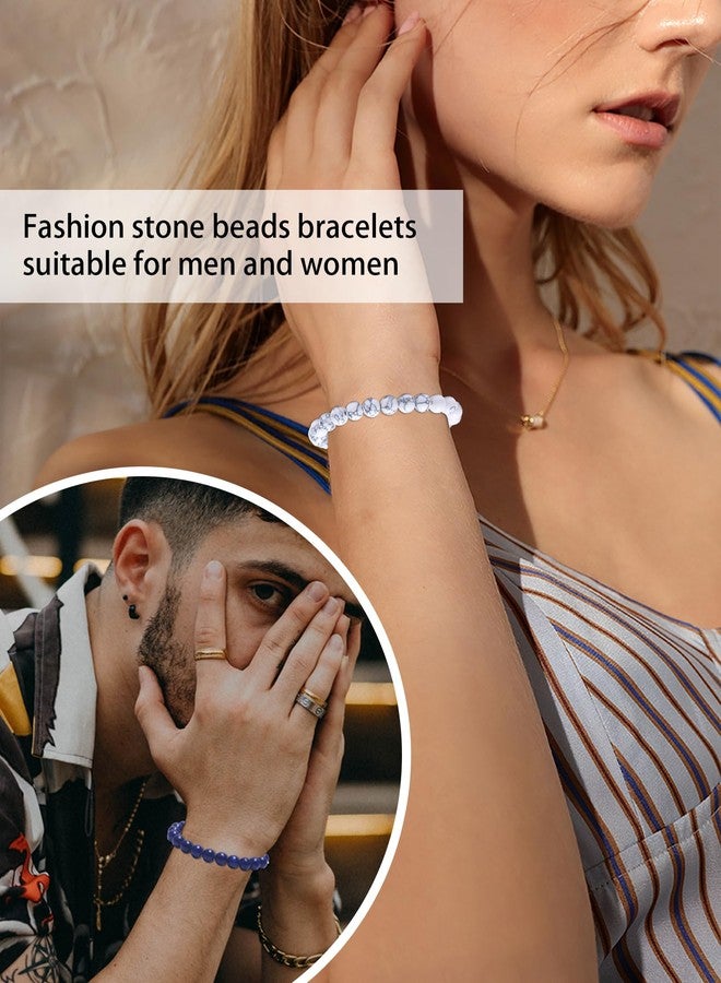 CASDAN 12Pcs Crystal Bracelets for Women Men 8mm Round Stone Beaded Bracelet Semi-Precious Gemstones Bracelet Energy stone Stretch Bracelet Jewelry Gifts - Image 4