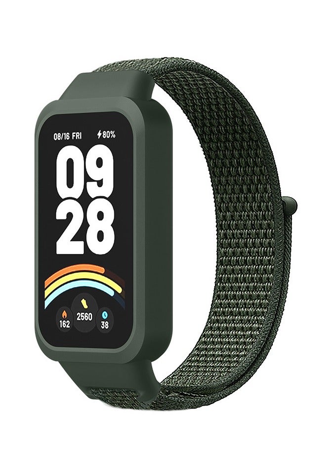 حَبْل تِك حزام نايلون متوافق مع سوار Xiaomi Mi Band 9 Active ناعم قابل للتعديل للرجال والنساء  - Image 1