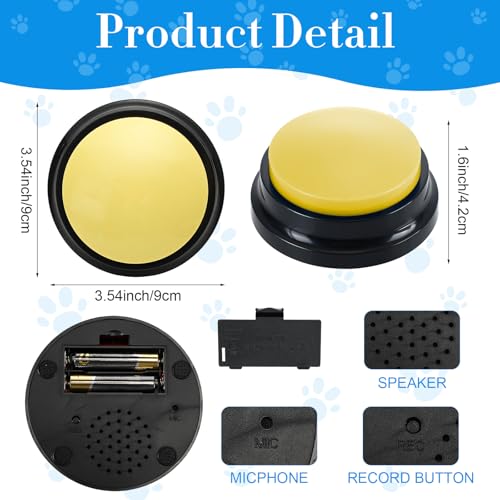 Jerify 16 Pieces Dog Buttons for Communication Voice Recordable Cat Dog Talking Buzzers Set with Stickers 30 Seconds Pet Speech Training Buttons for Pet Cat Training Interactivity(Classic Colors) - Image 2