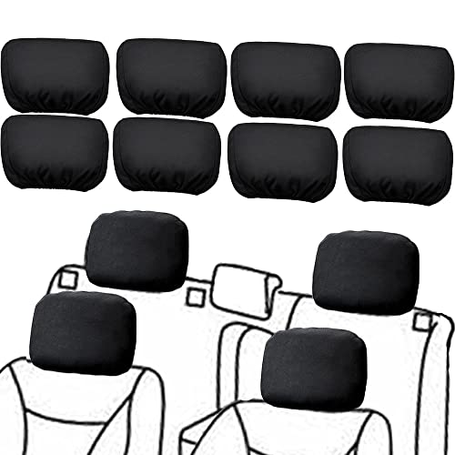 Imeisuit 8pcs Car Seat Headrest Cover Soft Washable Dirt-Proof Car Head Rest Protector Covering Universal Fit for Most Cars Vans Trucks (Black-8pcs) - Image 1