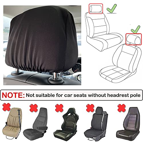 Imeisuit 8pcs Car Seat Headrest Cover Soft Washable Dirt-Proof Car Head Rest Protector Covering Universal Fit for Most Cars Vans Trucks (Black-8pcs) - Image 5