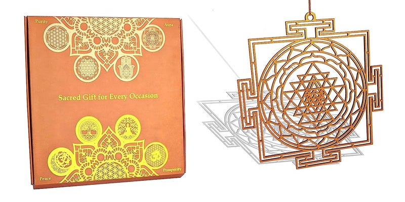 StepsToDo Sree Yantra. Wall Decoration. Room Hanging. Wooden Sacred Geometry Art. Sri Yantra Spiritual Gift. Hand Painted Handicraft. Color choices. (11.5 Inch, Metallic Bronze) - Image 1