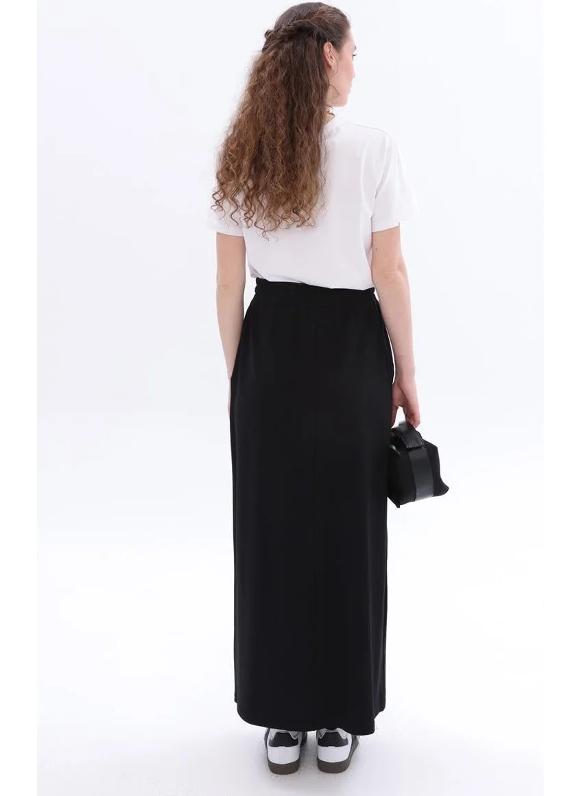 Allday Black-Cotton Two Pocket Skirt