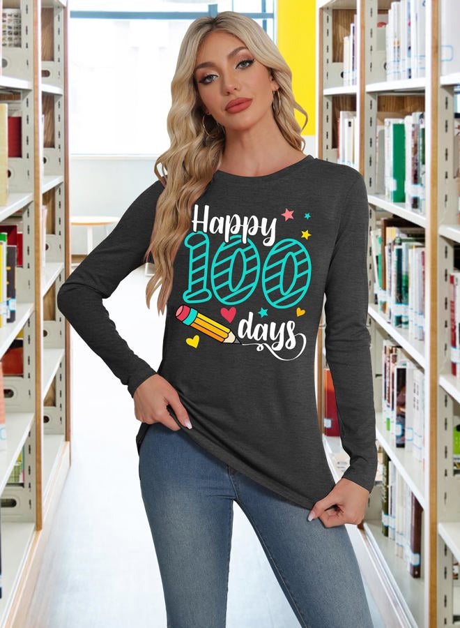 PECHAR 100 Days of School Shirt Teacher School Days Long Sleeve Shirts Funny 100 Days Celebration Gifts Tee Tops - Image 3