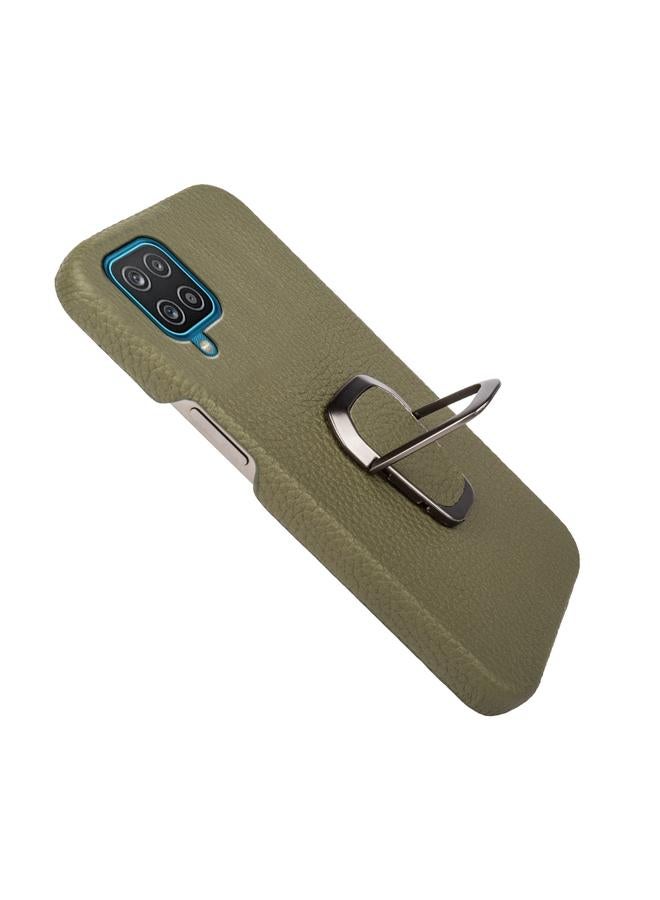 اس-توب جراب لهاتف Samsung Galaxy A12 مزود بحلقة من الجلد الطبيعي بتصميم ليتشي - Image 4