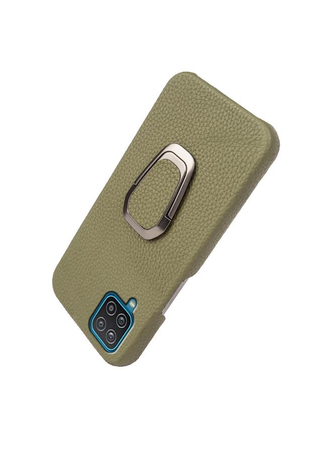 اس-توب جراب لهاتف Samsung Galaxy A12 مزود بحلقة من الجلد الطبيعي بتصميم ليتشي - Image 5