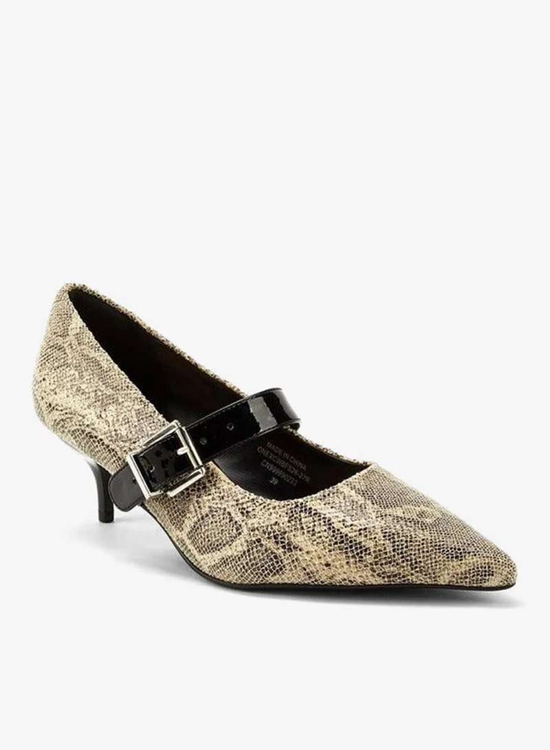 Celeste Women's Animal Print Pointed Toe Shoes with Kitten Heels