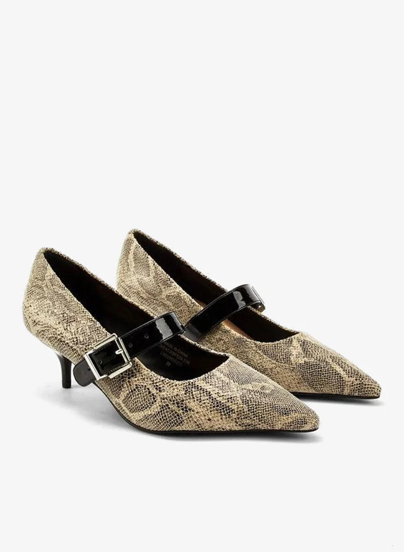 Celeste Women's Animal Print Pointed Toe Shoes with Kitten Heels