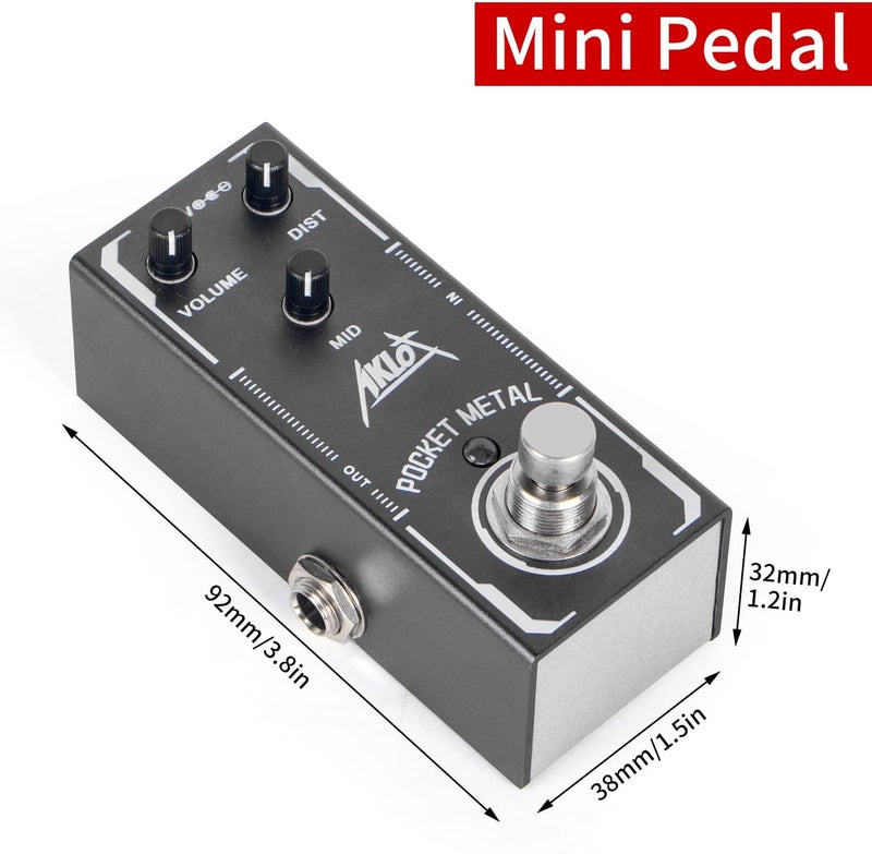 AKLOT Flat working surface Pocket Metal Guitar Pedal, Electric Effects Pedals Distortion Sounds Mini Single Type DC 9V True Bypass Transit damage minimized design - Image 2