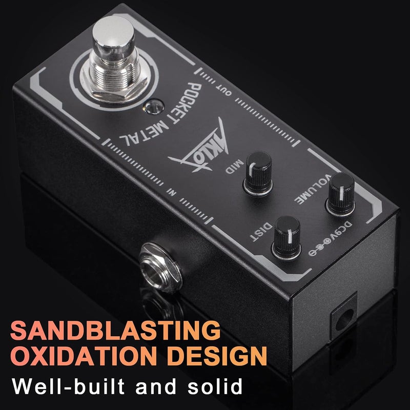 AKLOT Flat working surface Pocket Metal Guitar Pedal, Electric Effects Pedals Distortion Sounds Mini Single Type DC 9V True Bypass Transit damage minimized design - Image 3