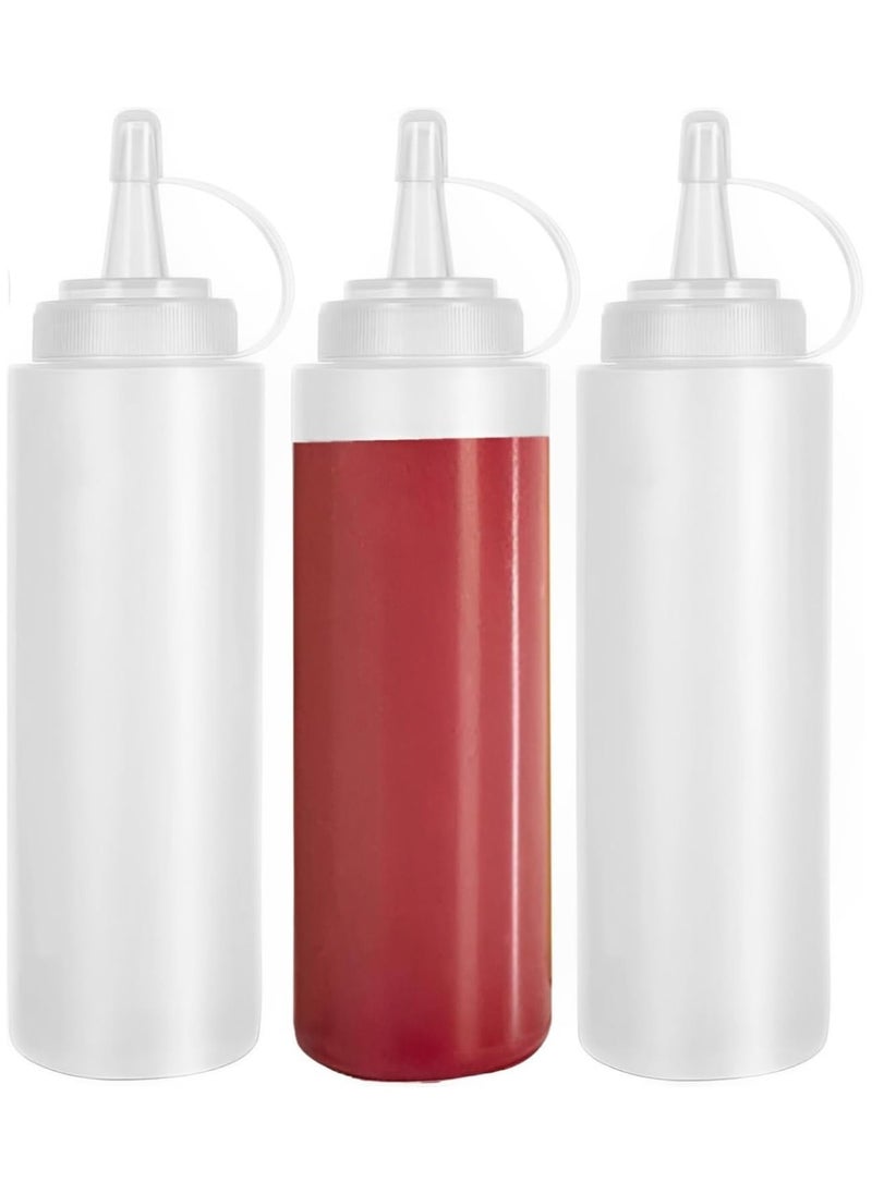 LIMITLESS 3 PC Squeeze Condiment Bottles with Twist On Cap Lids, 200ML Multipurpose Squirt Bottles, Dispensing Bottles for Sauce, BBQ, Paint, and Olive Oil  - Image 1