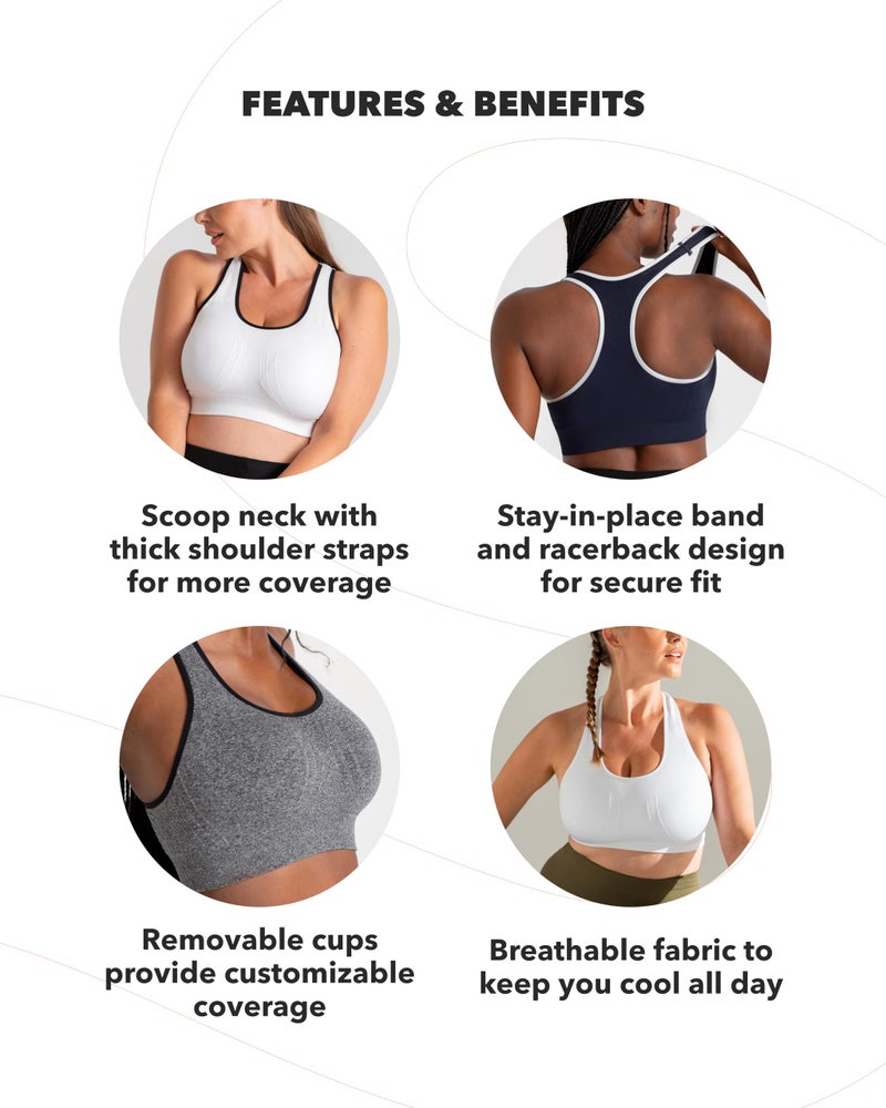 SHAPERMINT Sports Bras for Women - Workout Bras for Women, Plus Size Sports Bra, Workout Tops for Women High Support Heather Gray - Image 5