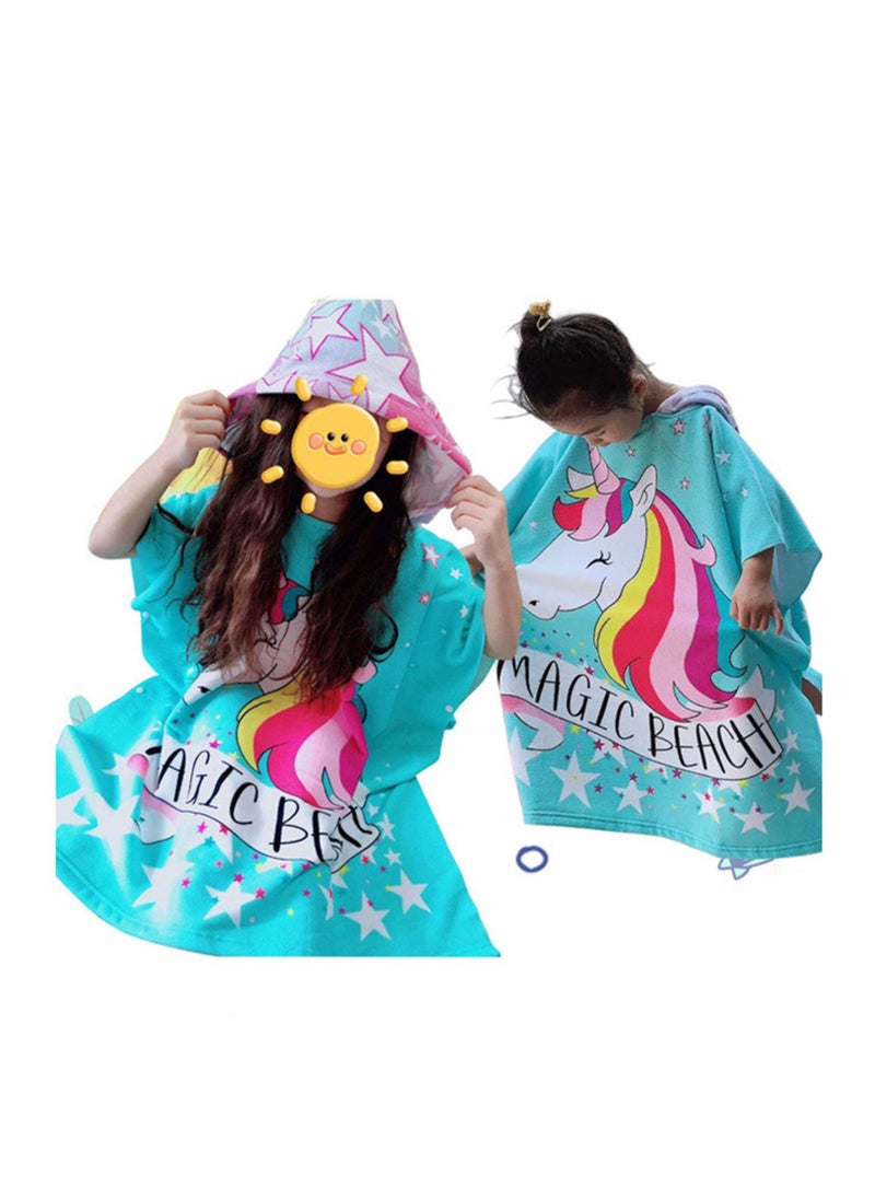 SYOSI - Beach Poncho Larger Hooded Beach Towel, Beach Accessories Essentials, Surf Poncho Changing Towel Robe, Kids Microfiber Bath Towel Cover-up Super Soft Plush, with Hood for Kids for Girls - Image 1