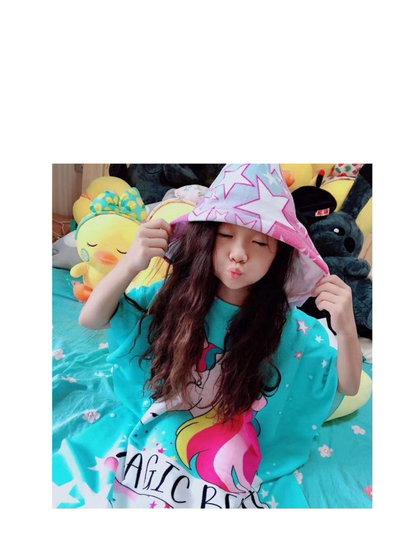 SYOSI - Beach Poncho Larger Hooded Beach Towel, Beach Accessories Essentials, Surf Poncho Changing Towel Robe, Kids Microfiber Bath Towel Cover-up Super Soft Plush, with Hood for Kids for Girls - Image 1