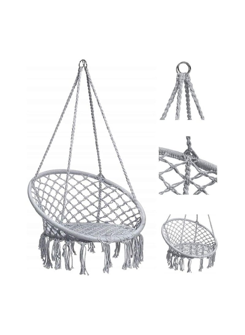 Yameem Hammock Hanging Swing Chair For Bedroom with Sturdy Hardware Kits Exquisite Dreamy Round Cotton Rope For Indoor Outdoor Patio Yard Max 330 LBS - Image 3
