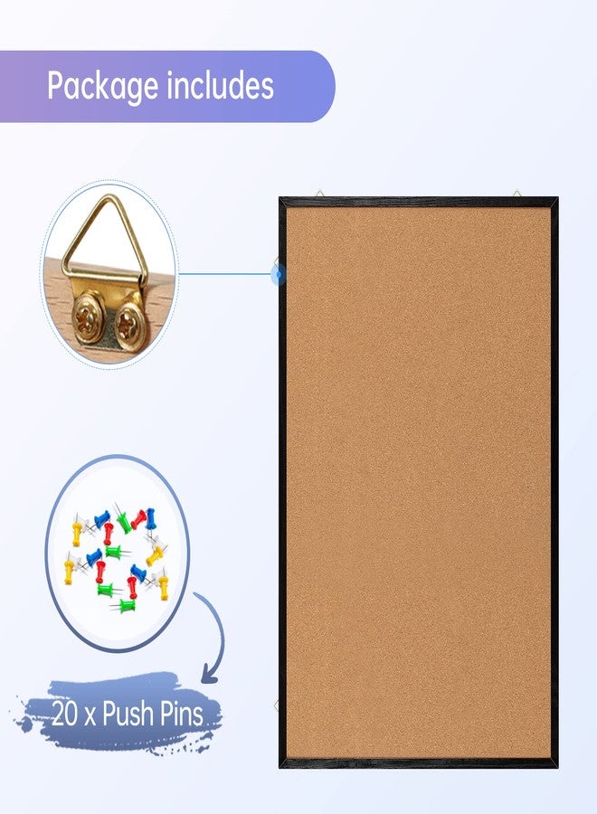 Miou Cork Bulletin Board for Wall, Notice Board 24x18 Inches Decorative Hanging Pin Board for Wall with Natural Wood Frame, 50 Push Pins Included - Image 2