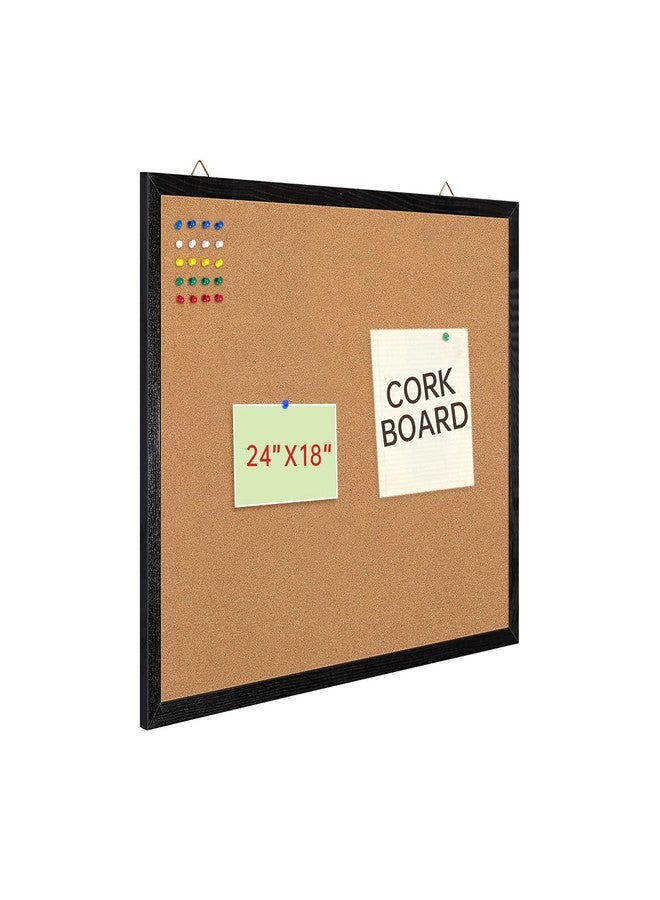 Miou Cork Bulletin Board for Wall, Notice Board 24x18 Inches Decorative Hanging Pin Board for Wall with Natural Wood Frame, 50 Push Pins Included - Image 1