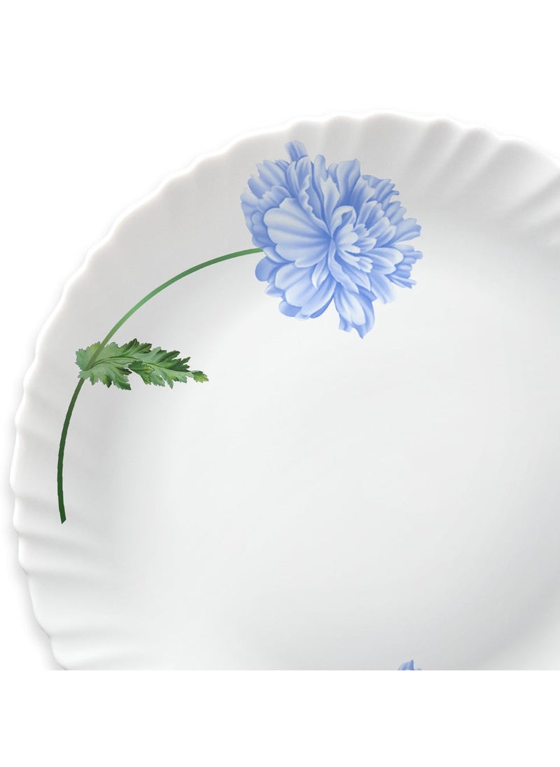 British Chef 15 Pieces Opalware Dinner Set | Microwave & Dishwasher Safe | Blue Mist Dinnerware set with 4-Piece Dinner Plate, 4-Piece Side Plate, 1-Piece Serving Bowl, 4-Piece Veg Bowl, 2-Piece Spoons-White  - Image 2